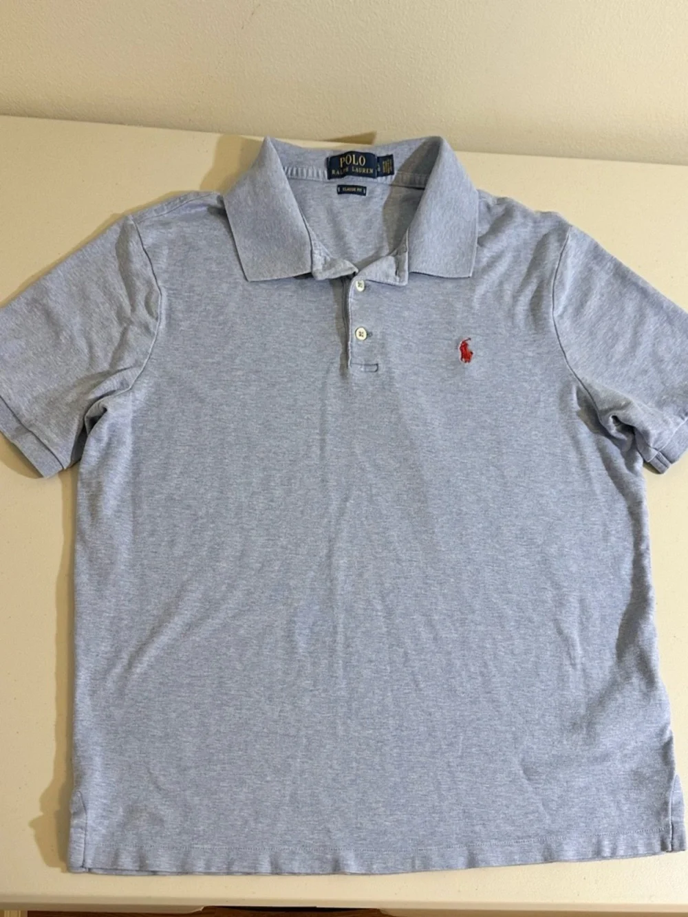 Polo by Ralph Lauren Heather Light Blue Polo Large Red Pony Short Sleeve Preppy